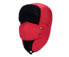 Unisex Thickened Plush Lei Feng Hat Outdoor Ear Protection Windproof Warm Cap - Red