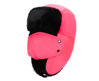 Unisex Thickened Plush Lei Feng Hat Outdoor Ear Protection Windproof Warm Cap - Pink