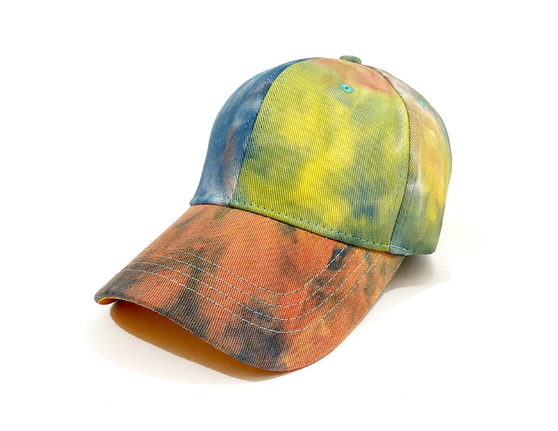 Unisex Stylish Tie Dye Anti UV Adjustable Outdoor Sports Hat Cotton Baseball Cap - Orange