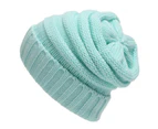Unisex Winter Thick Warm Stretchy Woolen Yarn Knitted Beanie Hat Headwear - Blue