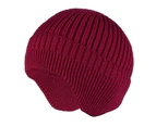 Unisex Winter Winter Earflap Knitted Hat Outdoor Riding Supplies - Wine Red