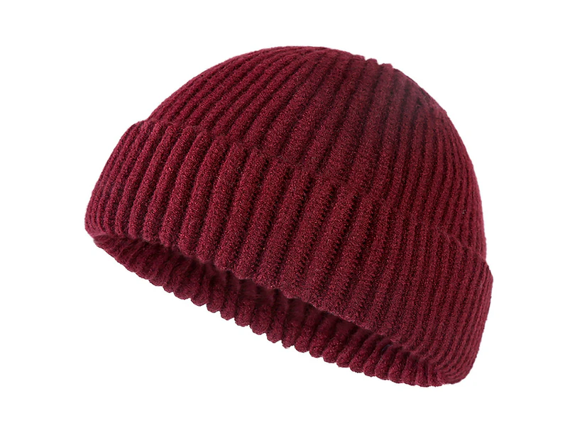 Unisex Winter Warm Knitted Beanie Hat Cap Outdoor Supplies - Wine Red