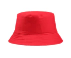 Unisex Cotton Fisherman Hat Beach Outdoor Sunshade Hip Hop Basin Cap - Red