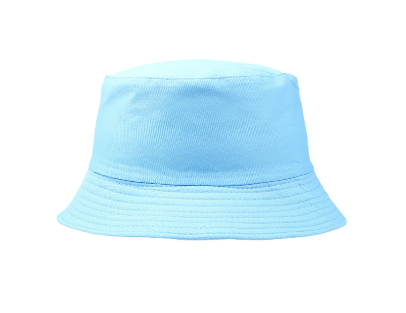 Unisex Cotton Fisherman Hat Beach Outdoor Sunshade Hip Hop Basin Cap - Sky Blue