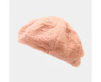 Beret Hat Plush Women Thickened Warm Cap - Pink