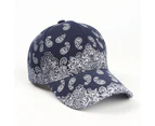 Retro Sun Hat Adjustable Hip Pop Cashew Nut Print Baseball Cap - Navy Blue