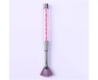 Glitter Powder Drawing Pen Rhinestone Handle Fan Shaped Nail Art Dust Glitter Powder Remover Nail Art Brush Pen for Girl-Pink