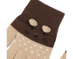 1 Pair Boys Girls Gloves Cartoon Warm Autumn Winter Color Block Knitting Gloves for Outdoor Style3