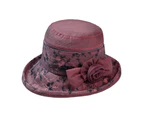 Breathable Sun Hat Sun Protection Wearable 3D Floral Design Women Hat for Summer - Wine Red