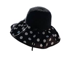 Breathable Sun Hat Wide Brim Straw Anti-pilling Fine Stitching Women Cap Accessory - Black