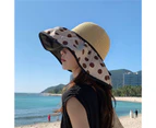 Breathable Sun Hat Wide Brim Straw Anti-pilling Fine Stitching Women Cap Accessory - Beige