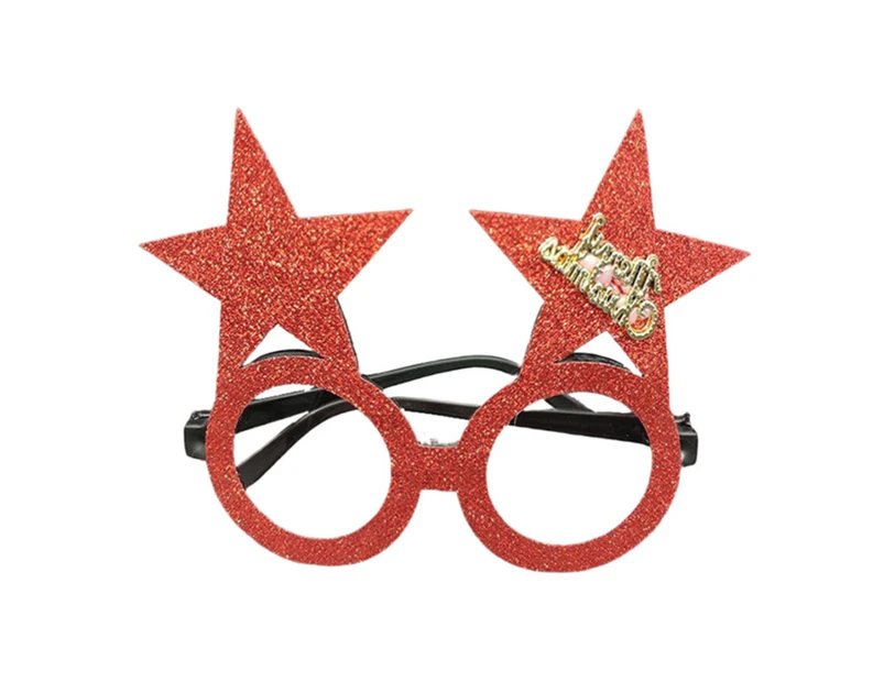 Sunshine Christmas Glasses Lensless Funny Comfortable to Wear Cartoon Holiday Wearing Lightweight Antlers Letter Glasses Frame for Party-K