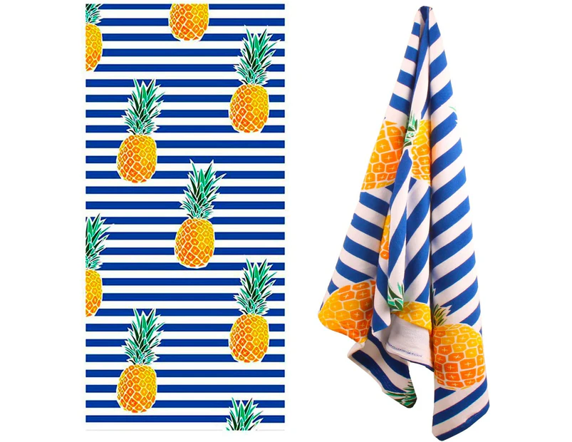 Oversized Beach Towel - Thick Microfiber Large Absorbent Pool and Swim Bath Towel Softness Sand Free Blanket 28 X 59Inch-Pineapple