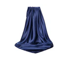 Women Headscarf Square Imitation Silk Scarf Head Wrap Shawl for Daily Life - Navy Blue