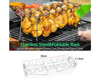 Chicken Leg Wing Grill Rack, 14 Slots Stainless Steel Roaster Stand with Drip Pan, Kitchen Tong and Silicone Basting Brush