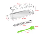 Chicken Leg Wing Grill Rack, 14 Slots Stainless Steel Roaster Stand with Drip Pan, Kitchen Tong and Silicone Basting Brush