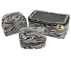 DB Cosmetics 3-Piece See-All Cosmetic Bag Set - Zebra