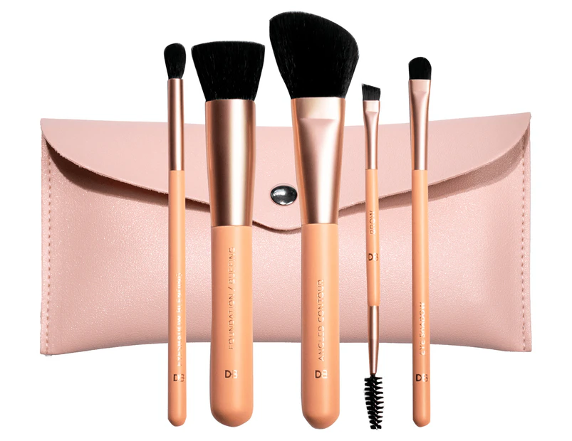 DB Cosmetics Peaches & Cream 5-Piece Makeup Brush Set
