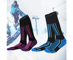 Men Women Winter Outdoor Sports Snowboard Skiing Thicken Warm Thermal Tube Socks-Black Blue