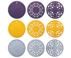 3Pcs Exquisite Hollow Carved Silicone Insulation Pad Anti-scald Pot Mat Coaster-Purple