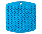 Kitchen Table Placemat Silicone Square Pot Holder Mat Non Slip Hot Pad Spoon Rest-Blue