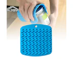 Kitchen Table Placemat Silicone Square Pot Holder Mat Non Slip Hot Pad Spoon Rest-Blue