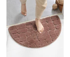 Solid Color Water Absorption Semicircular Bathroom Mat Door Floor Carpet Cushion Camel