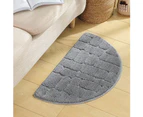 Solid Color Water Absorption Semicircular Bathroom Mat Door Floor Carpet Cushion Grey