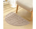 Solid Color Water Absorption Semicircular Bathroom Mat Door Floor Carpet Cushion Camel