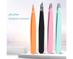 4Pcs/Set Eyebrow Tweezer Precise Hair Shaping Stainless Steel Eyelash Extension Clip Makeup Beauty Eyebrow Tool for Female-Multicolor