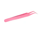 Curved Straight Stainless Steel Tweezers False Eyelash Rhinestone Nipper Picker-Pink