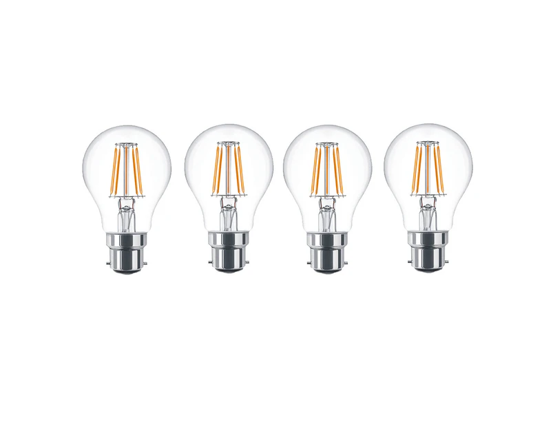4x Sansai Home/Office LED 800lm Light Bulb A60 Filament 8W B22 Bayonet Warm WHT