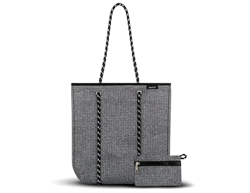 Punch Neoprene Premium Zip-Up Portable 34cm Tote Bag Shoulder Handbag Marle Grey
