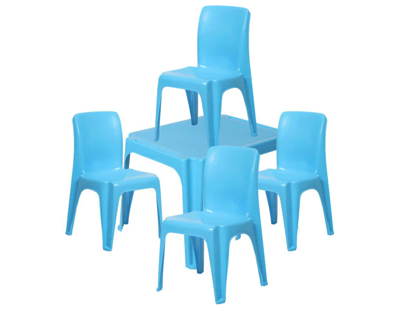 Tuff Play Kids Tinker Table w/ 4x Chairs Furniture Set Indoor/Outdoor 2-6y Aqua