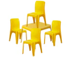 Tuff Play Kids Tinker Table w/ 4x Chairs/Seat Set Indoor/Outdoor 2-6y Yellow