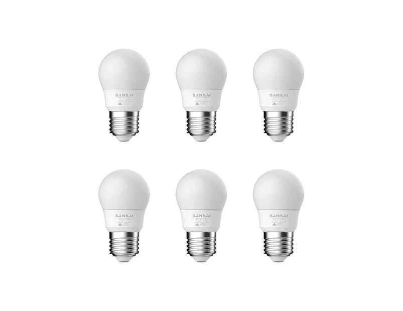 6x Sansai Home Fancy Round LED 425lm Light Bulb G45 5W E27 Cool White 6500K