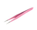 Stainless Steel False Eyelashes Tweezers Bend Straight Lashes Applicator Clip-Pink Bend