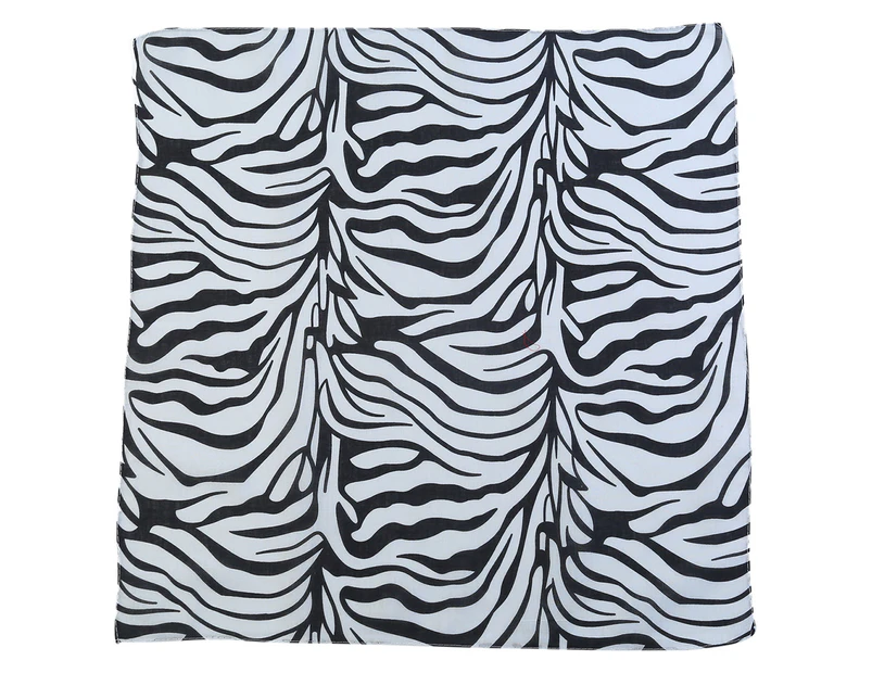 Bandana Zebra White Tiger Print 1pce 54cm 100% Cotton Head Wrap Scarf - Black