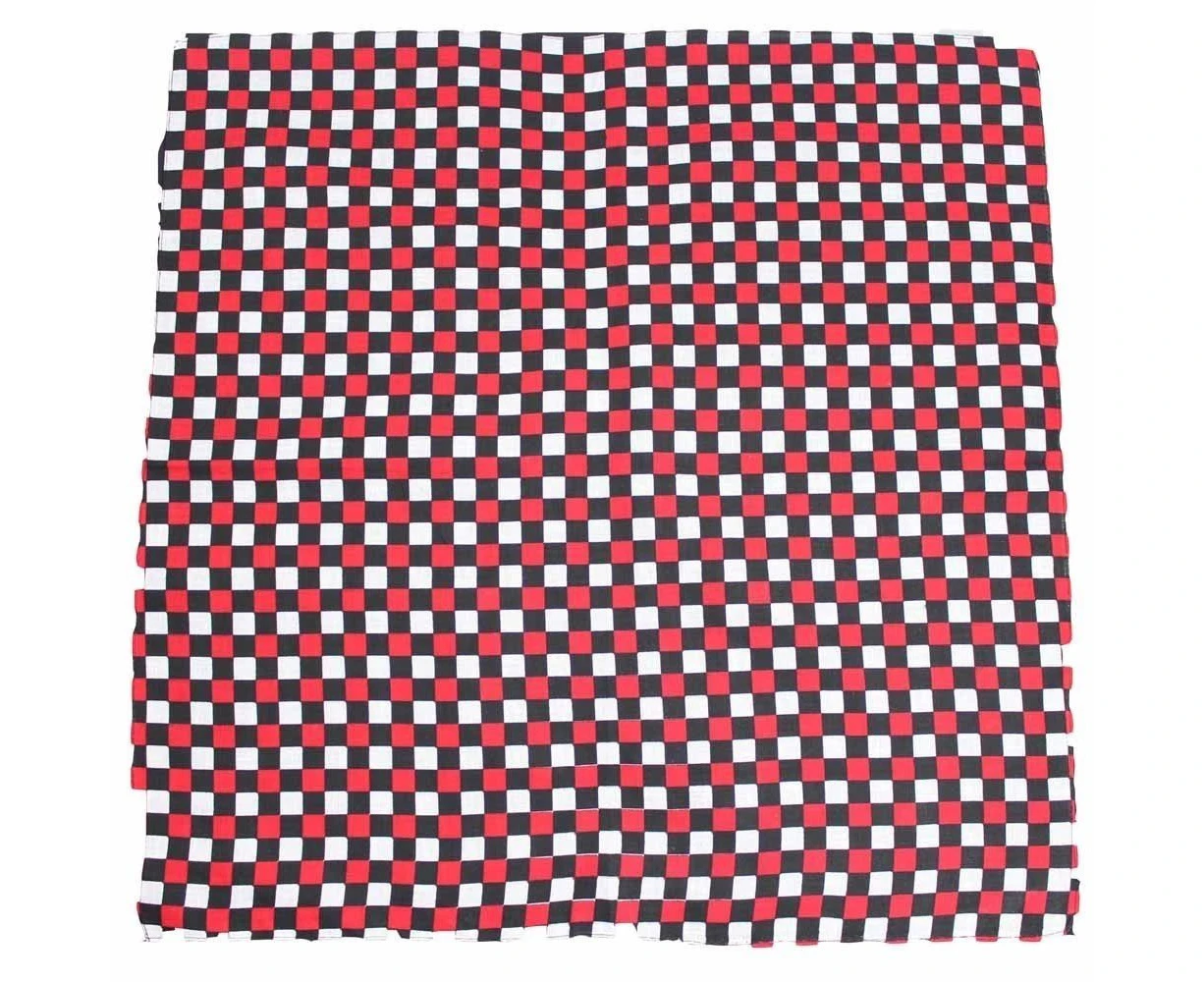 Bandana Checkered Red, Black & White 1pce 54cm 100% Cotton Head Wrap Scarf