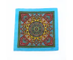 Bandana Moroccan Paisley on Blue 1pce 54cm 100% Cotton Head Wrap Scarf - Multi