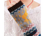 1 Pair Women Arm Warmer Deer Snowflake Knitted Autumn Winter Thick Warm Oversleeve Gloves for Christmas - Dark Gray