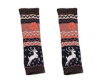 1 Pair Women Arm Warmer Deer Snowflake Knitted Autumn Winter Thick Warm Oversleeve Gloves for Christmas - Coffee