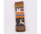 1 Pair Women Arm Warmer Deer Snowflake Knitted Autumn Winter Thick Warm Oversleeve Gloves for Christmas - Khaki