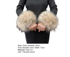 1 Pair Women Cuffs Faux Fur Autumn Winter Windproof Fluffy Wristbands for Daily Wear - Khaki