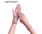 1 Pair Sun Protection Gloves Non-slip Breathable Full-finger Anti-UV Sunscreen Mesh Thin Gloves Cycling Accessories - Light Purple 5
