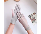 1 Pair Sun Protection Gloves Non-slip Breathable Full-finger Anti-UV Sunscreen Mesh Thin Gloves Cycling Accessories - Grey 7
