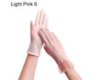 1 Pair Sun Protection Gloves Non-slip Breathable Full-finger Anti-UV Sunscreen Mesh Thin Gloves Cycling Accessories - Light Pink 6