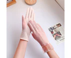 1 Pair Sun Protection Gloves Non-slip Breathable Full-finger Anti-UV Sunscreen Mesh Thin Gloves Cycling Accessories - Light Pink 6