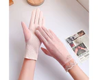 1 Pair Sun Protection Gloves Non-slip Breathable Full-finger Anti-UV Sunscreen Mesh Thin Gloves Cycling Accessories - Light Pink 5