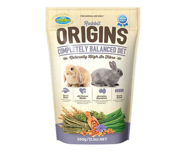 Vetafarm 350g Rabbit Origins Food for Rabbits - Compelety Balanced Diet Pellets